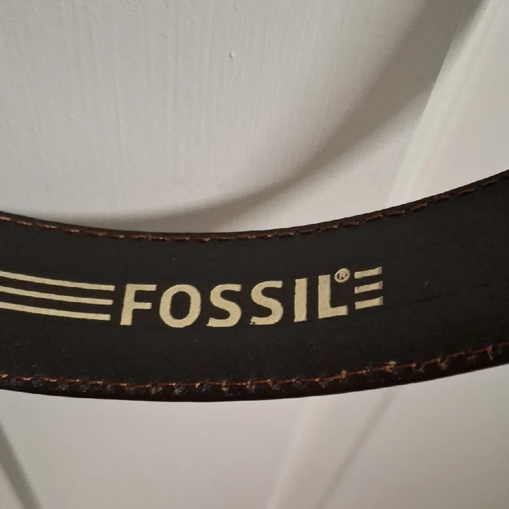 Fossil Dark Brown Leather Belt with Logo